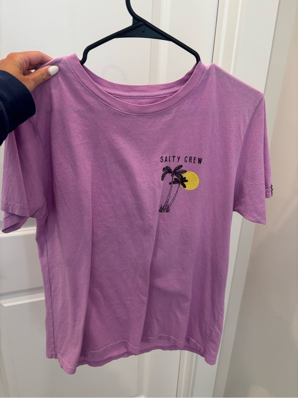 Salty Crew Lavender Tee with Yellow Sun Palm Graphic